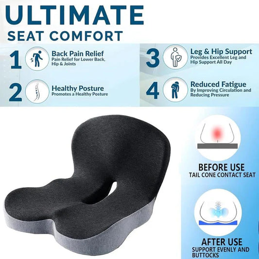 🪑 60% OFF NOW! 🛡️ Non-Slip Memory Foam Seat Cushion for Car & Office – Ergonomic pain relief & breathable mesh – Universal fit, relieves back & tailbone pressure – perfect for long drives or desk work ✨
