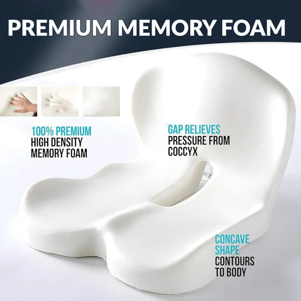 🪑 60% OFF NOW! 🛡️ Non-Slip Memory Foam Seat Cushion for Car & Office – Ergonomic pain relief & breathable mesh – Universal fit, relieves back & tailbone pressure – perfect for long drives or desk work ✨